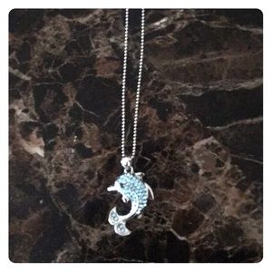 Rhinestone baby blue and silver necklace